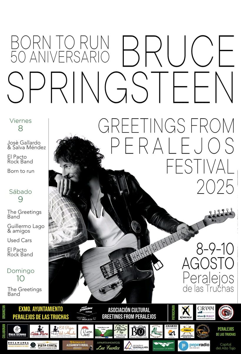 Greetings from Peralejos.
El unico festival en España dedicado a Bruce <a href="/springsteen/">Bruce Springsteen</a> .
#Nodejesquetelocuenten 
#Venyvivelo 
#springsteen
#rock 
#altotajo
#ximenezgroup 
#peralejosdelastruchas