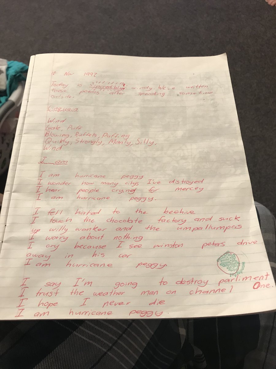 How do you guys like my poem writing in 1997? Taking shots at Winston Peters and all of parliament as a Year 7😂 
Now I teach year 7's 😭

Line 1 of second verse should say 'feel'