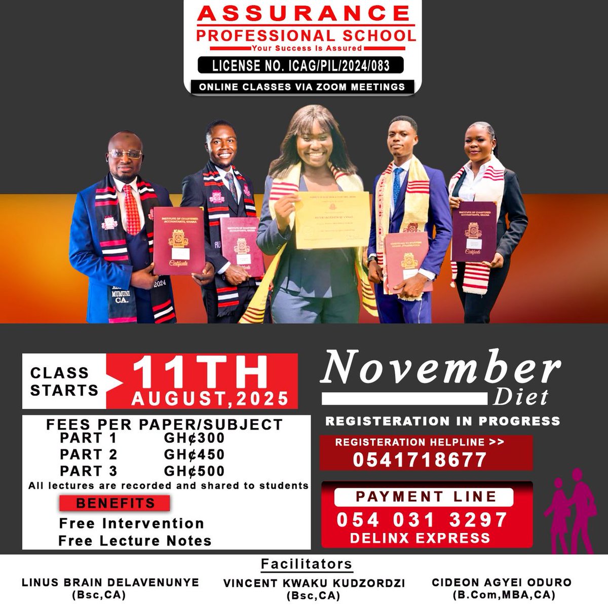 Join me at Assurance Professional school for your ICAG preparation
<a href="/5vanderpuijeIII/">Nii Ayitey Vanderpuije</a> <a href="/Miji_Mi/">Nii Odoi</a> <a href="/Listo_Mens/">Listowel Mensah, MBA</a>