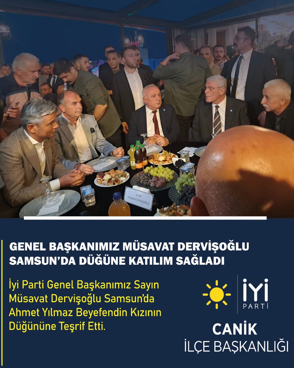 İyi Parti Genel Başkanımız Sayın Müsavat Dervişoğlu Samsun’da Ahmet Yılmaz Beyefendin Kızının Düğününe Teşrif Etti.
