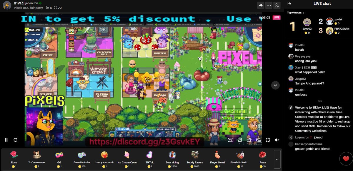 zxcleyon's tweet image. Join us as we host the UGC Fair — showcasing the creativity of our UGC Creators, and we&apos;ll be giving away some NFTs and UGCs!

See you there!🤍

🔗tiktok.com/@n1vr3j/live

#PixelsUGCFair #PixelsCreator