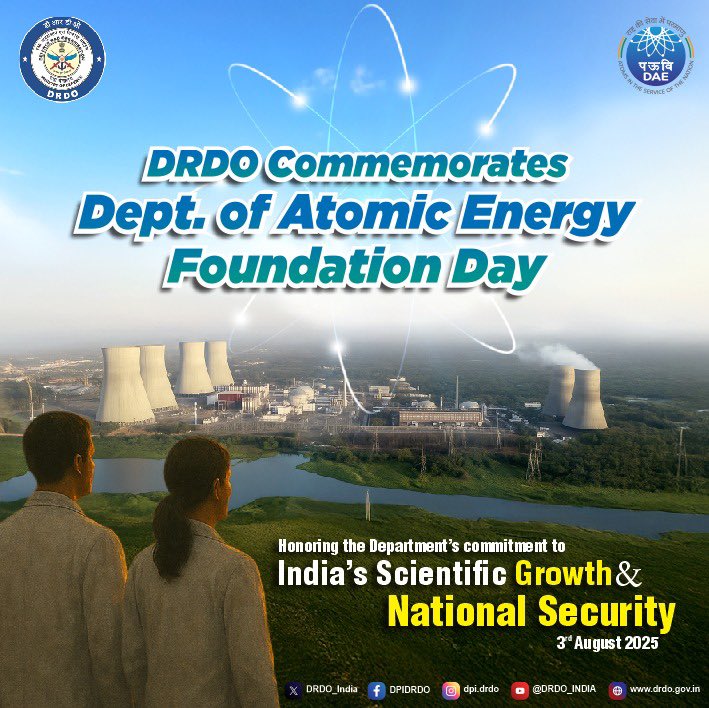 On #DAEFoundationDay, We honours the Department of Atomic Energy for its unwavering dedication to scientific progress. Their breakthroughs power India’s journey towards technological self-reliance and a stronger tomorrow.
#Science #Innovation #AtmanirbharBharat #Research #STEM
