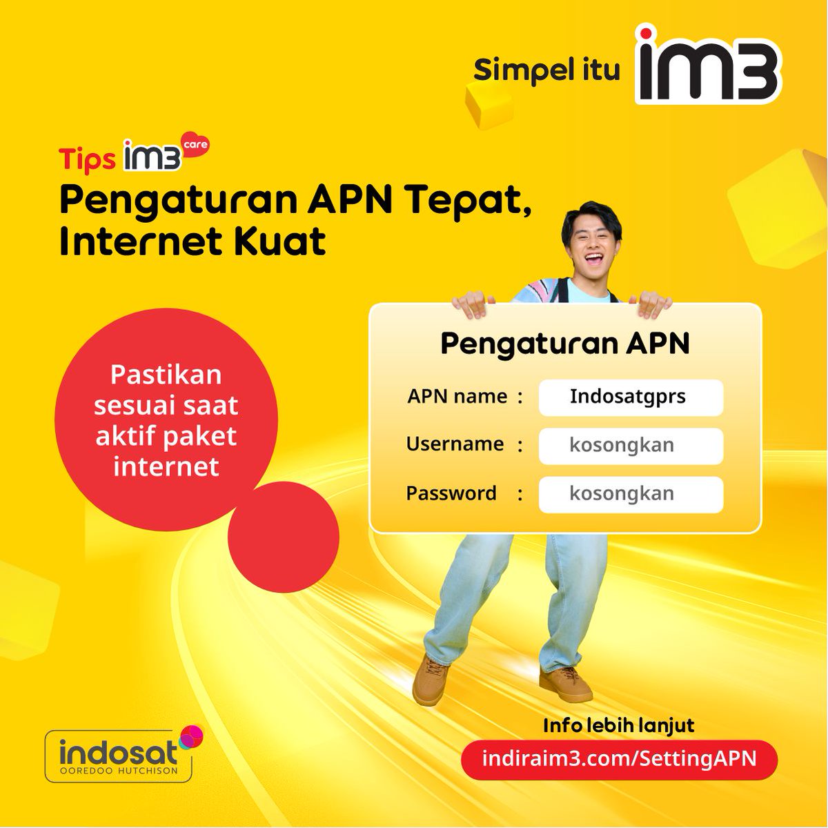 IM3 Care (@careim3) on Twitter photo Pengaturan APN yang benar bikin akses internet lancar! Kalau salah atur, bisa bikin internet kamu stuck π©
Yuk, pastikan pengaturanmu sudah sesuai dengan panduan di π indiraim3.com/TipsInternetan #SahabatBaikku π Pengaturan APN yang benar bikin akses internet lancar! Kalau salah atur, bisa bikin internet kamu stuck π©
Yuk, pastikan pengaturanmu sudah sesuai dengan panduan di π indiraim3.com/TipsInternetan #SahabatBaikku π