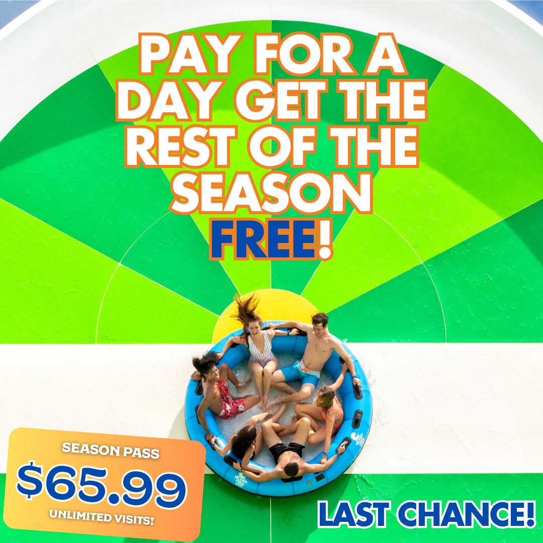 IslandH2OWP's tweet photo. This is not a drill 🗣️
Our Pay for a Day, Get the Rest of the Season FREE offer ends TONIGHT!
Secure your Season Pass now and make every sunny day count! ☀️
🎫 https://t.co/XSVgt0AF7o https://t.co/3iQISDRnwG