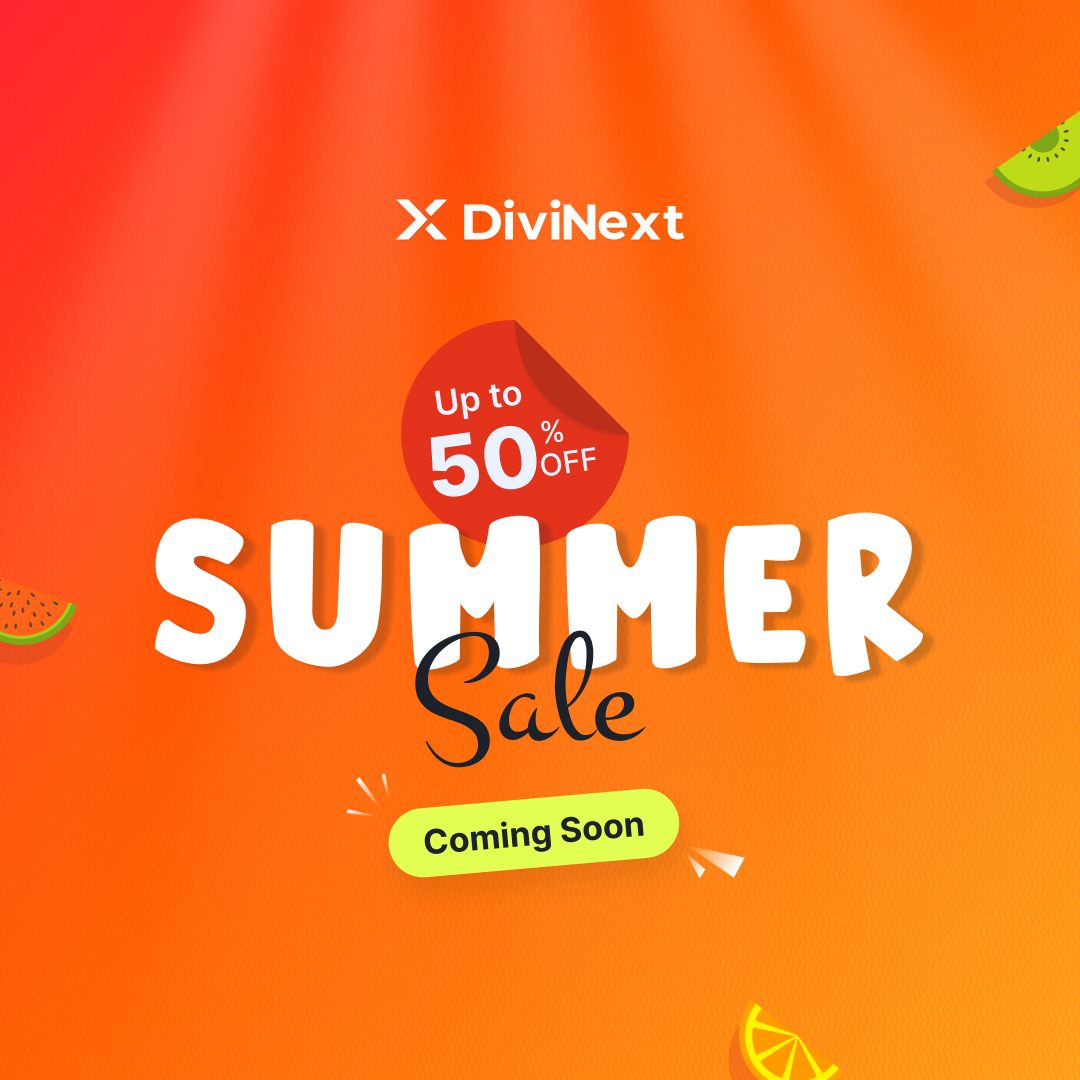 divi_next's tweet image. ☀️ Get ready to turn up the heat with DiviNext!
🔥 Our Summer Sale is dropping this August – with up to 50% OFF on your favorite Divi Plugins!

🛍️ Coming Soon – don&apos;t miss it!
👉 Explore the details: divinext.com/divinext-summe…

#DiviNext #SummerSale #DiviPlugins #DiviEssential