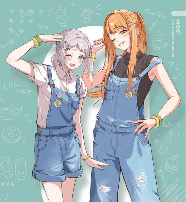リーリヤと清夏はサロペットとオーバーオールが絶対似合う #夏コミwip