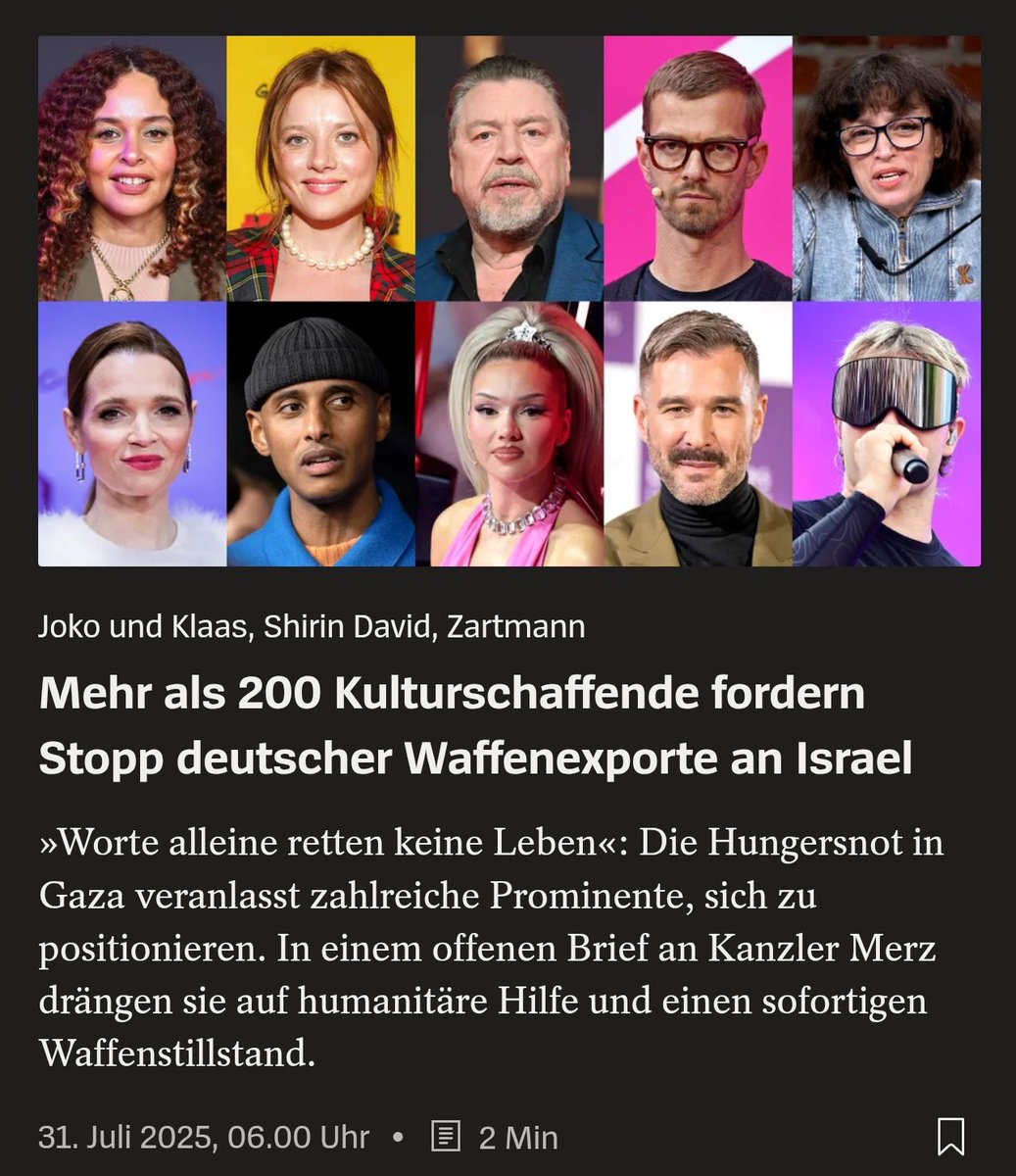Gen_Fault's tweet photo. "Kulturschaffende", die bereits während der Pandemie bewiesen haben, wie wichtig und richtig ihre Einschätzung ist.
Oder, um es mit den Worten von @rickygervais auszudrücken: You know nothing about the real world. 

#kulturschaffende #Israel #offenerbrief https://t.co/TKqHzLWU4z
