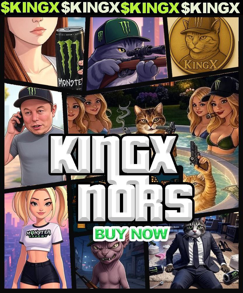 Good afternoon, legends 🐾💰

The $KingX takeover isn't coming... it's already here. <a href="/moonshot/">Moonshot</a> 

From sniper cats and Monster babes to suited-up bosses and hot tub OGs -
this is memecoin royalty in full force.

✅CA:
AKiyJA7V8exWSXq5SDpFNytdfSvqniHTnCh1owMWmoon