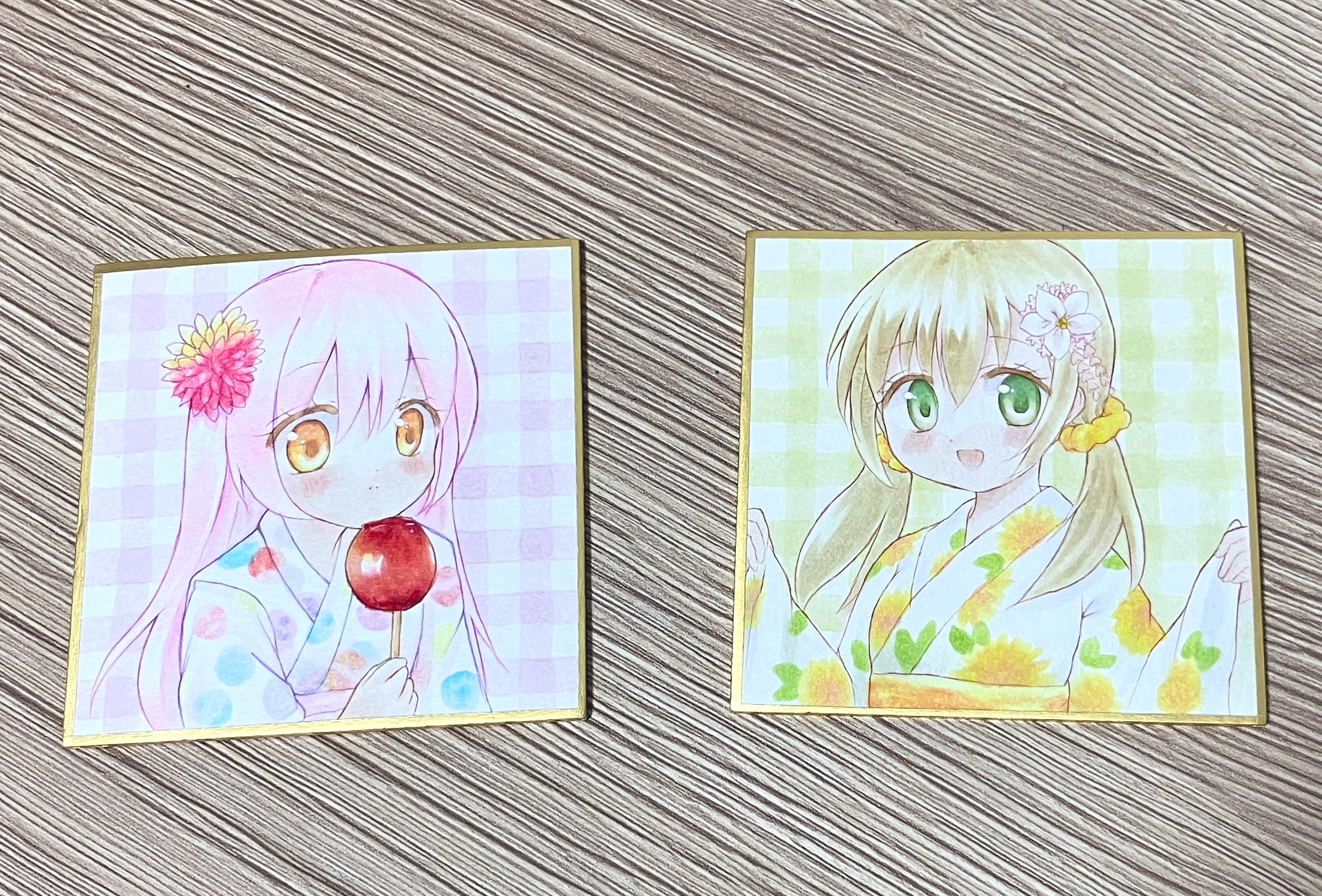 なつき◆豆色紙◆中色紙 豆色紙サイズ 豆色紙原画 桜 - 雪ぶみ工房 すがも和紙 色紙