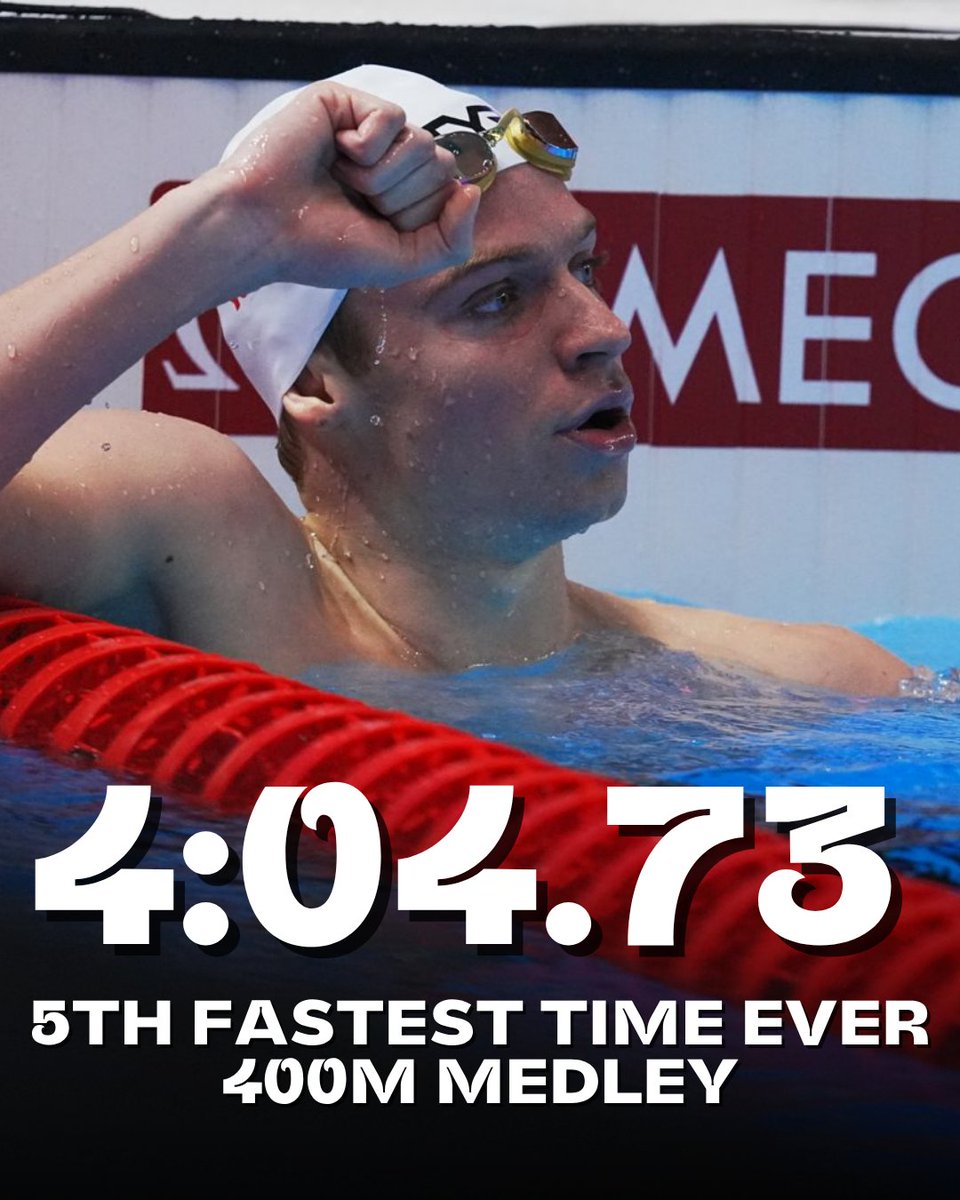 King of the 400 IM again! 👑

Leon Marchand takes gold and clocks the 5th-fastest time ever!

#AQUASingapore25 #Swimming