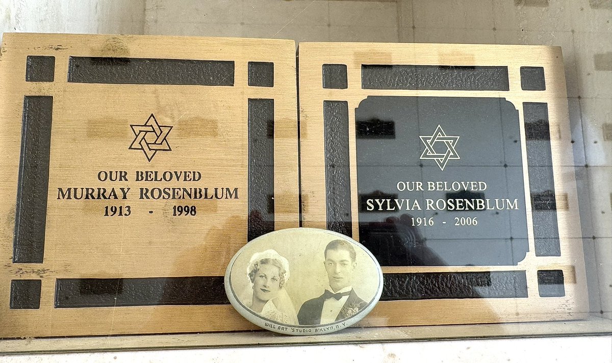 Murray Rosenblum and Sylvia Dobrin were married in 1937 in New York. The couple eventually moved to California. Murray died in 1998 and Sylvia died in 2006.

Interred together at El Camino Memorial Park near San Diego, Calif.

I love their wedding photo.