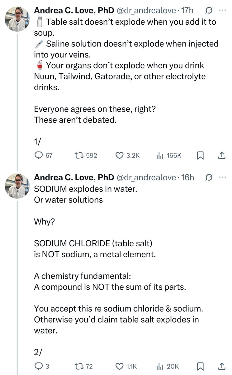 PollsTesla's tweet image. This idiot doesn’t understand what happens to salt in the body.

Or she is deliberately obfuscating.

#Vaccines #Thimerosal