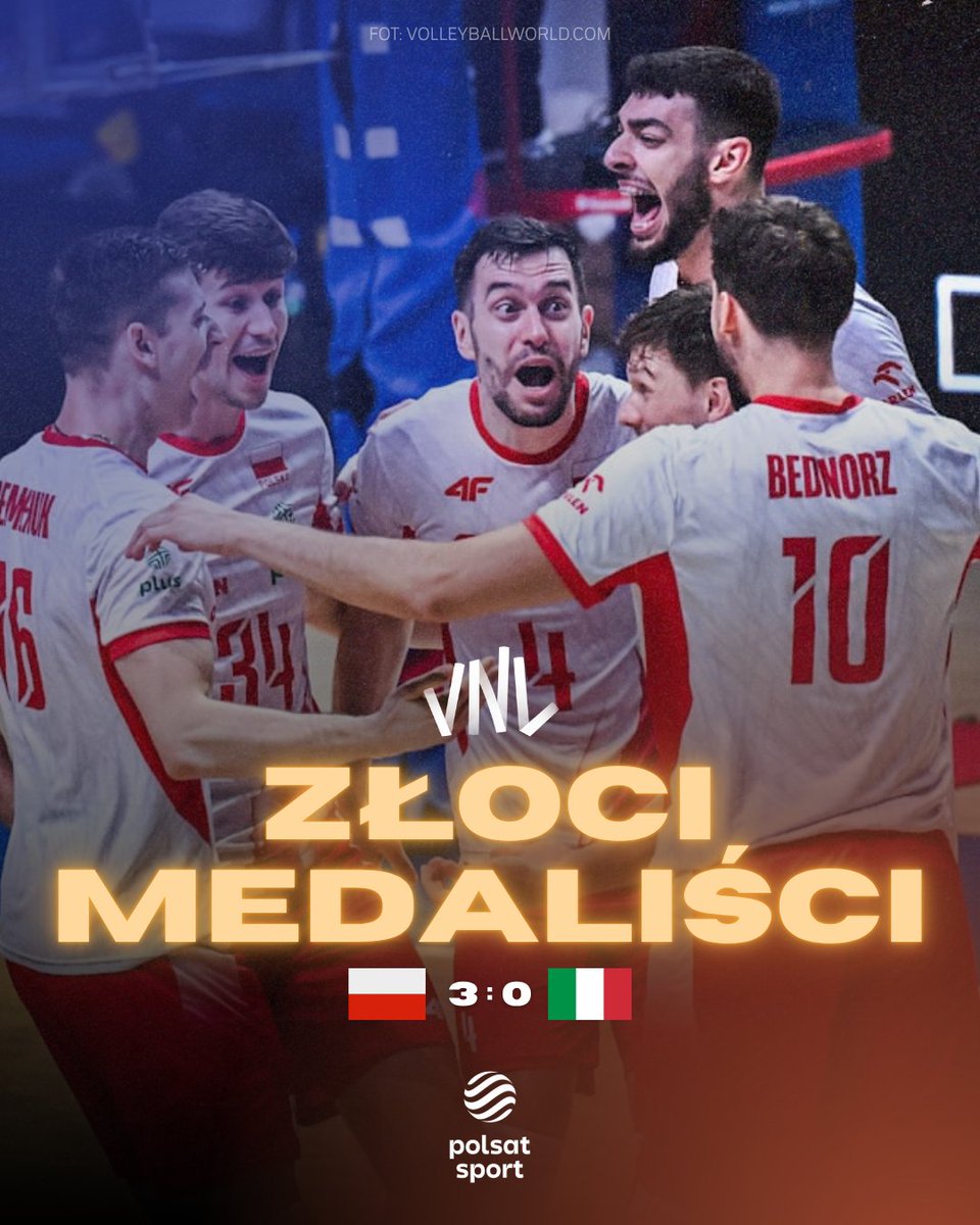 polsatsport's tweet photo. ZROBILI TO 👏🥇

REPREZENTACJA POLSKI ZE ZŁOTYM MEDALEM #VNL2025 🇵🇱 https://t.co/GPrDe80ER3