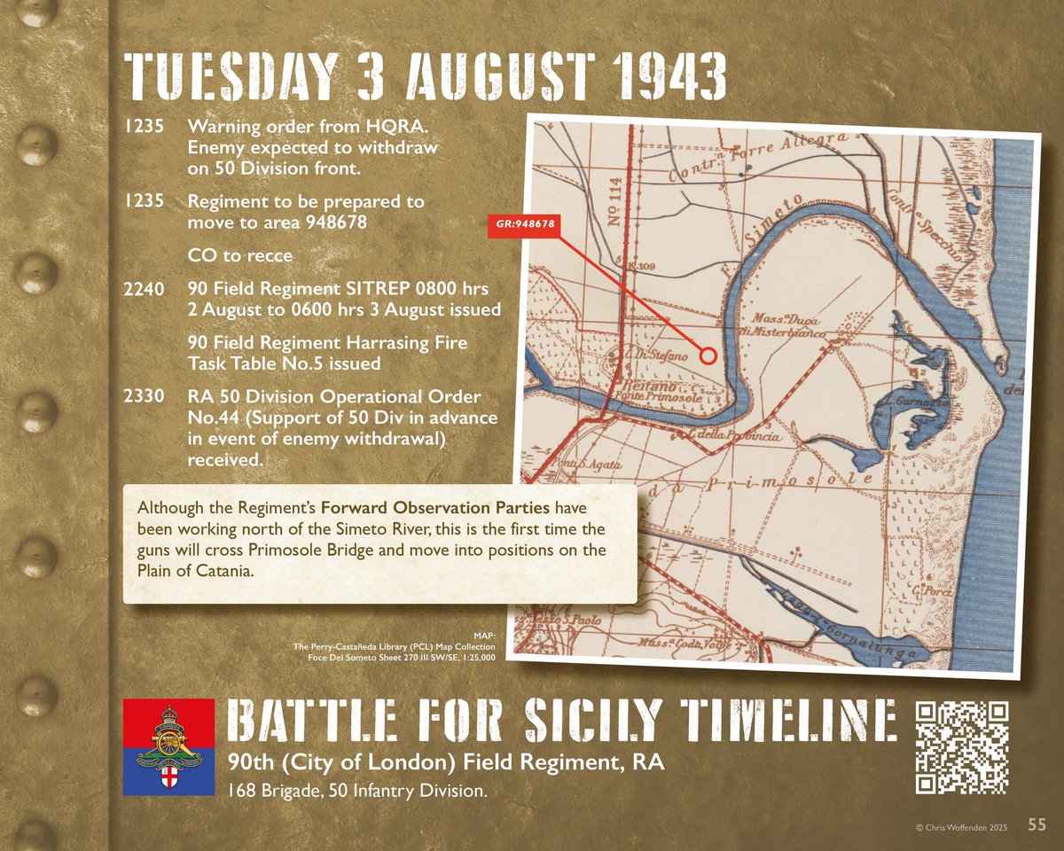 c_woffenden's tweet photo. The Regiment crosses the Simeto...
#familyhistory #royalartillery #ww2history #ww2 #Sicily #25pdr #sicilia #168brigade #50division #primosole #simeto https://t.co/S8mSgqugwN