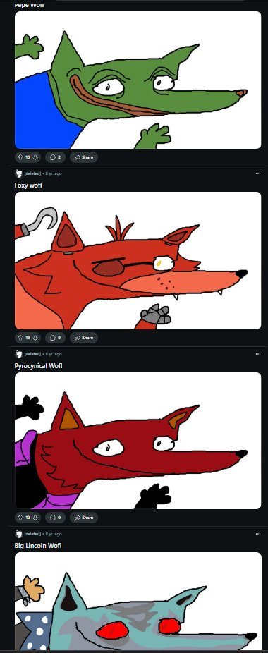 Wofl is a hidden reddit meme with many different posts of him being shared around !   

Take a look for yourself  
reddit.com/r/wofl/