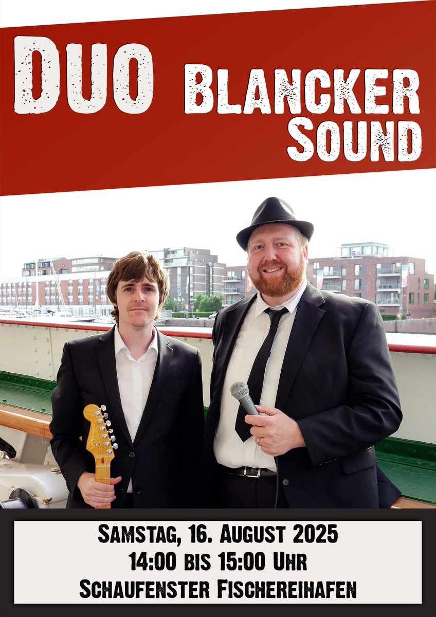 mircowenzlaff's tweet photo. Duo Blancker Sound  - Samstag, 16. August 2025 -  SAIL Bremerhaven #BlanckerSound #Duo #Bremerhaven #SAiLBremerhaven #SchaufensterFischereihafen #Konzert #Livemusic #Soul https://t.co/VXL6Cu1YYx