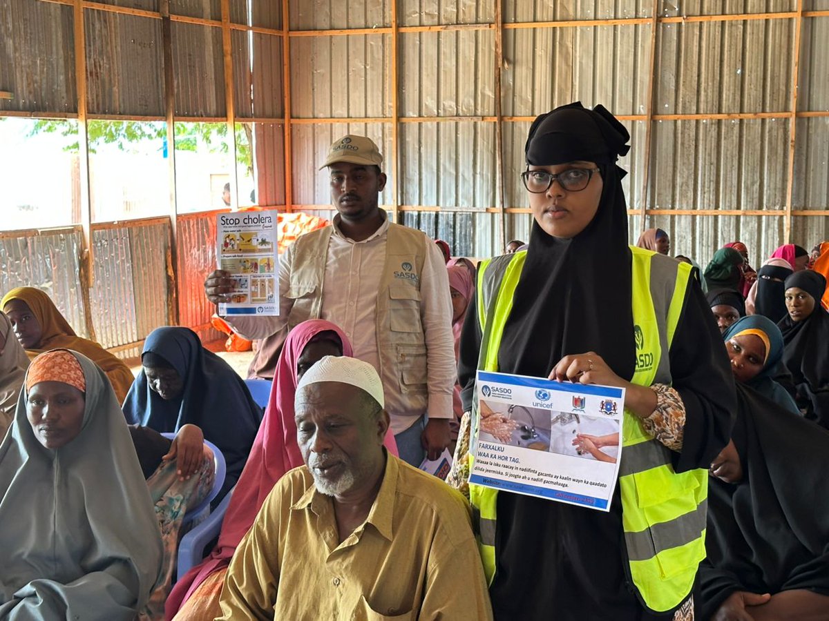 Sasdosom's tweet image. ✅ SASDO successfully concluded a 7-day cholera prevention campaign in Deynile District, benefiting gatekeepers, IDPs, host communities &amp;amp; local authorities.
Together, we fight outbreaks through awareness &amp;amp; action. 💧🧼
#SASDO #CholeraPrevention #WASH #Somalia #unicefsomalia