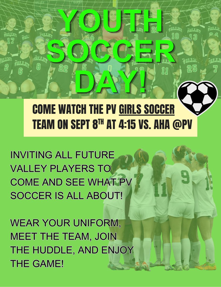 🚨🚨Youth Soccer Day for all future PV soccer players!!  September 8th 4:15!