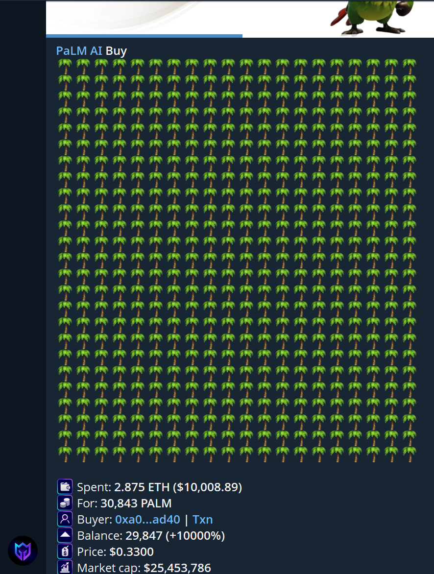A $PALM whale decided to ape heavy around the time this announcement came out.

To remind you, what really started the first 'legendary' leg on $PALM which all of DeFi got to witness was:

1. A consistent update flow (✔️)
2. A committed team with no pause days (✔️)
3. A few