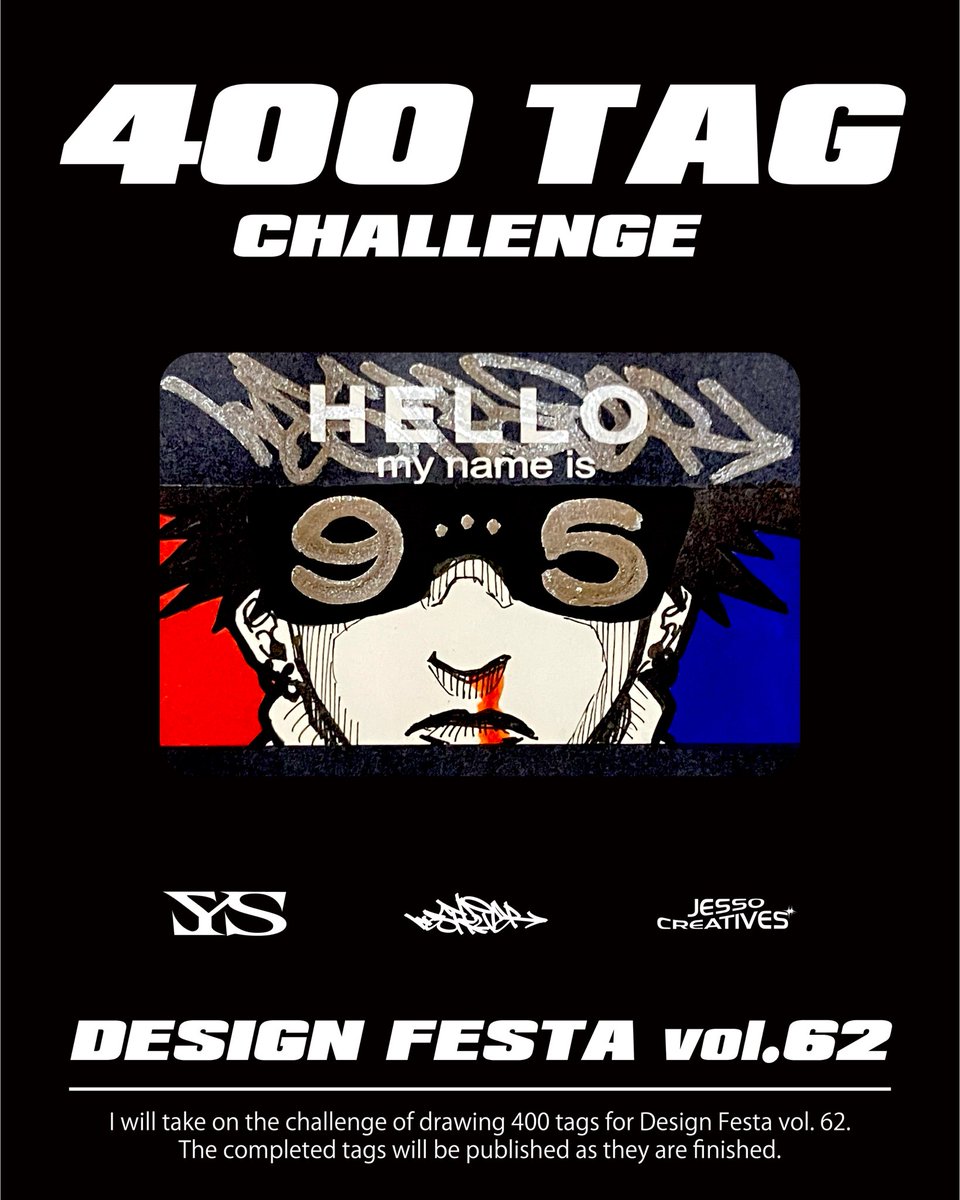 【400 TAG】
デザフェスに向けてTAGを400枚描きあげる！🔥
リプ欄に随時描き上がったTAGをUPしていく！デザフェスで販売するので要チェック☝️
#デザフェス #デザフェス62