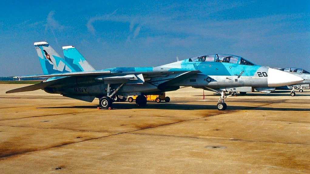 Tomker? Nah, it's just an F-14 cosplaying as a Soviat-era Su-27. This particular NSAWC Tomcat was visiting NAS Oceana in 2000.