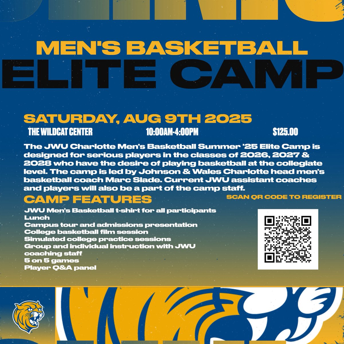 Marc Slade (@coach_mslade) on Twitter photo 🚨 ONLY 6 DAYS LEFT 🚨
Registration for the JWU Elite Camp will close soon. Only a couple of spots open. Don’t miss out on this opportunity to showcase your taken and skills in front of the JWU coaching staff
charlotte.jwuathletics.com/registrations/… 🚨 ONLY 6 DAYS LEFT 🚨
Registration for the JWU Elite Camp will close soon. Only a couple of spots open. Don’t miss out on this opportunity to showcase your taken and skills in front of the JWU coaching staff
charlotte.jwuathletics.com/registrations/…