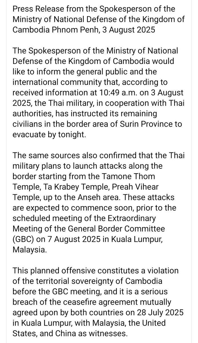 OVichet83332's tweet photo. @notarealtrump Please help Cambodia 🇰🇭 🙏🏽 . Thailand will be fighting again tomorrow. They don't respect the CEASEFIRE. Please help us 🇰🇭 🇰🇭 
#CambodiaNeedsPeace https://t.co/BXN6gUJHMl