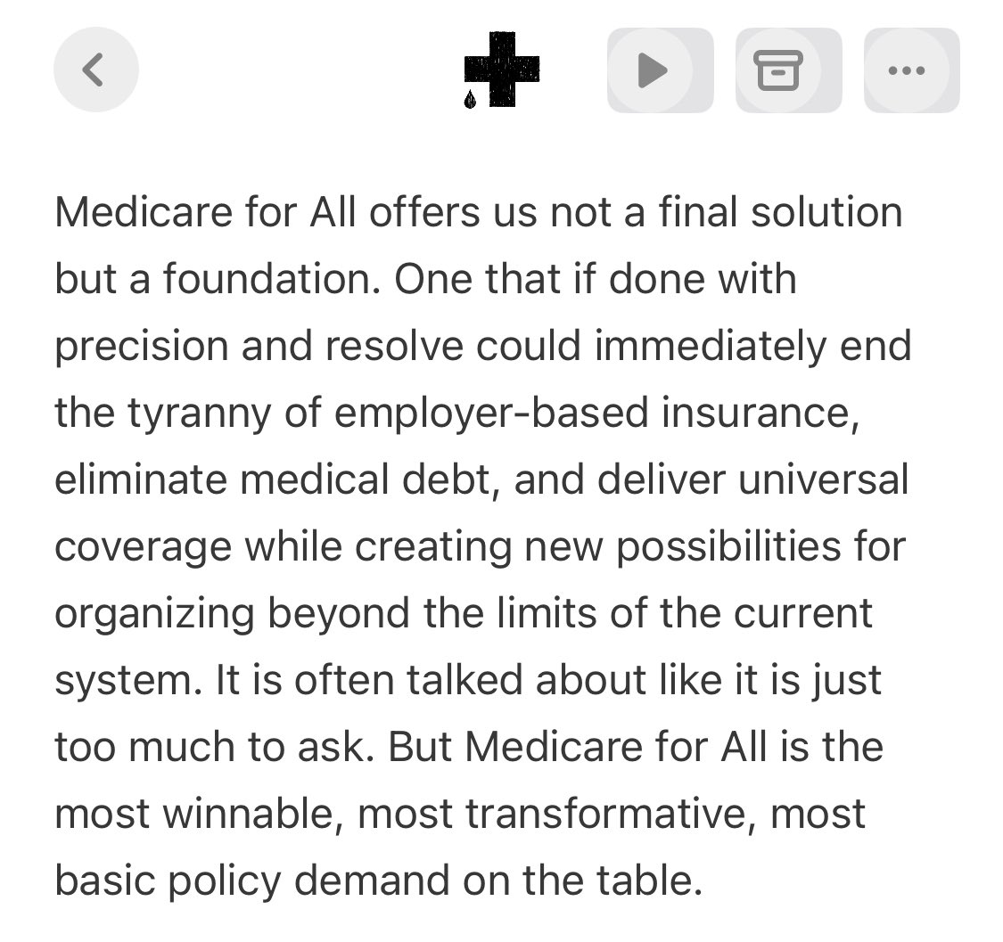 Medicare for All isn’t a wild left fantasy. It’s the bare minimum we need to survive the US. So why are we still acting like it’s too much to ask? Or expect? Stop letting Dems shrink the horizon. M4A is the floor.

What would you want M4A to make possible—beyond just surviving?