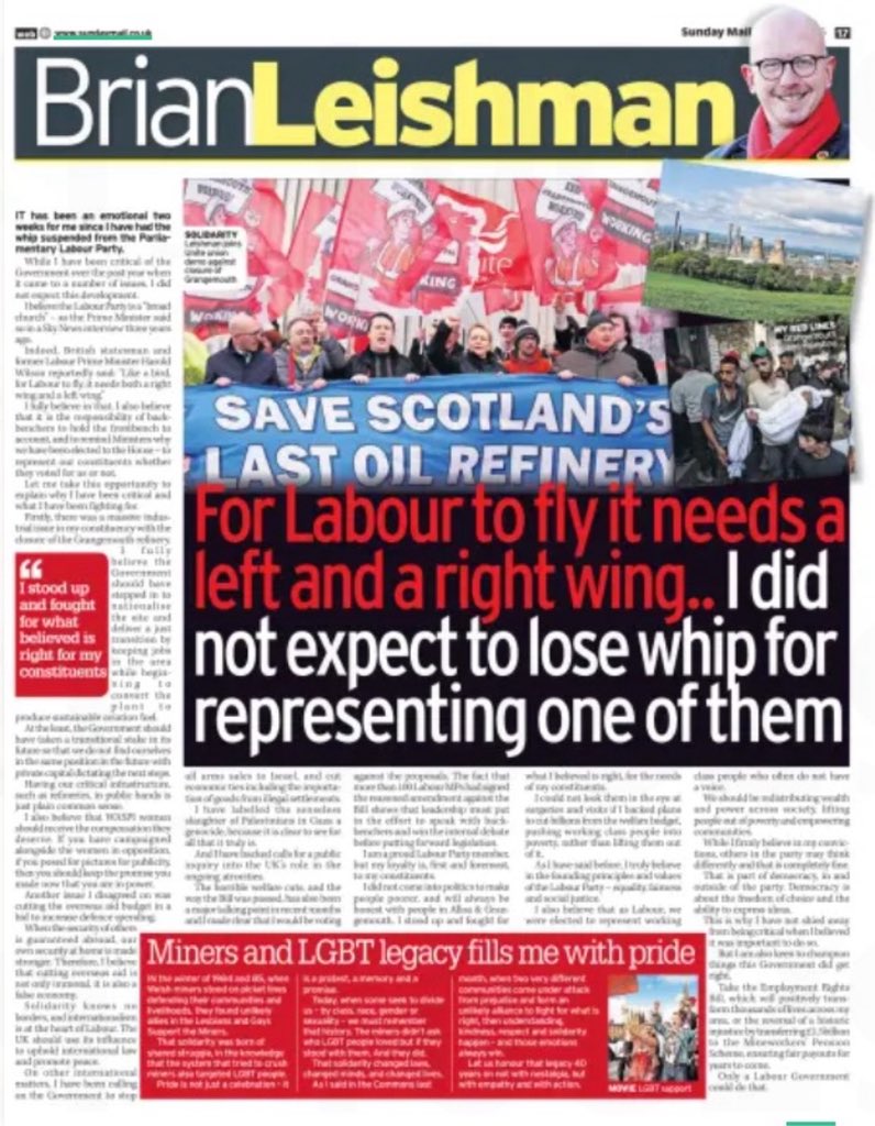 Brian Leishman (@brianleishmanmp) on Twitter photo I believe that the Labour Party should be a group of people with different ideas that should be heard & tolerated. We should have the same goal - to redistribute & equalise things for the benefit of millions and make our country a better & fairer place. In todayās <a href="/Sunday_Mail/">Sunday Mail</a> š I believe that the Labour Party should be a group of people with different ideas that should be heard & tolerated. We should have the same goal - to redistribute & equalise things for the benefit of millions and make our country a better & fairer place. In todayās <a href="/Sunday_Mail/">Sunday Mail</a> š