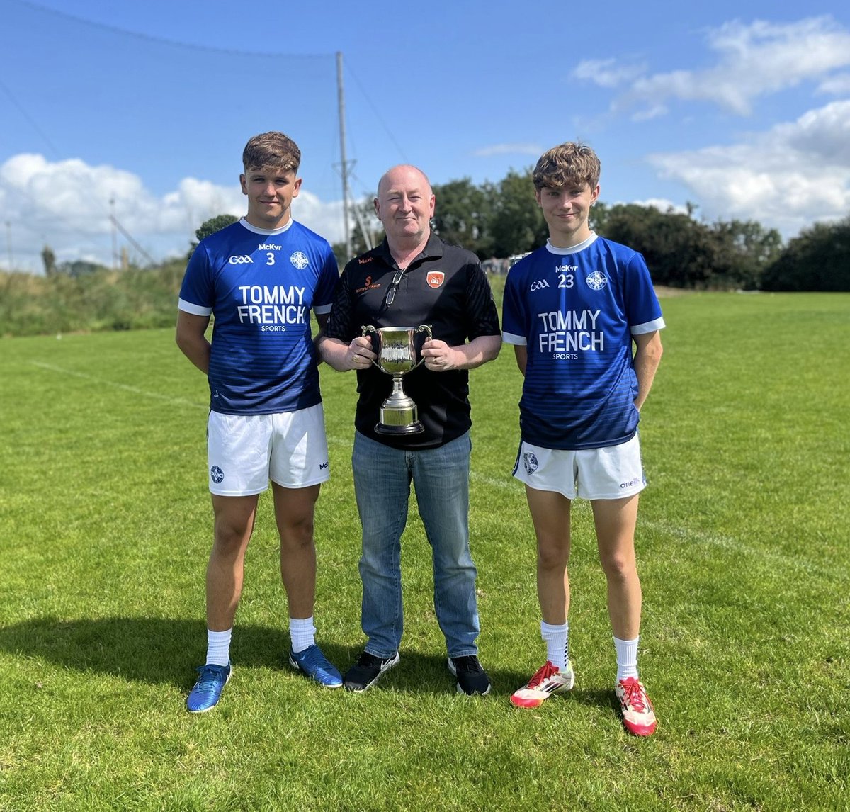 Comhghairdeas to Clan na Gael, Lurgan on their success in winning the Armagh GAA U16 Div 1 League Cup.

The presentation was made today at Middletown to the team Captains Emmet Doran &amp; Benas Petronis by Dan Barton the Chair of the Armagh Youth Board.

Thank you to our Referee