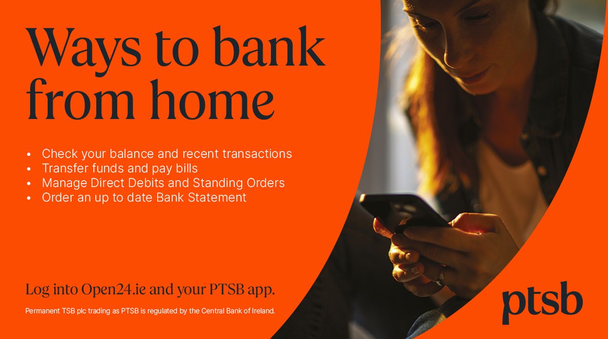 We're closed tomorrow Monday 04 August. We will be back online on Tuesday. For all your day-to-day online banking services, you can always log onto Open24.ie or your PTSB app. Alternatively, our automated phone service is available 24 hours by calling 0818 50 24 24