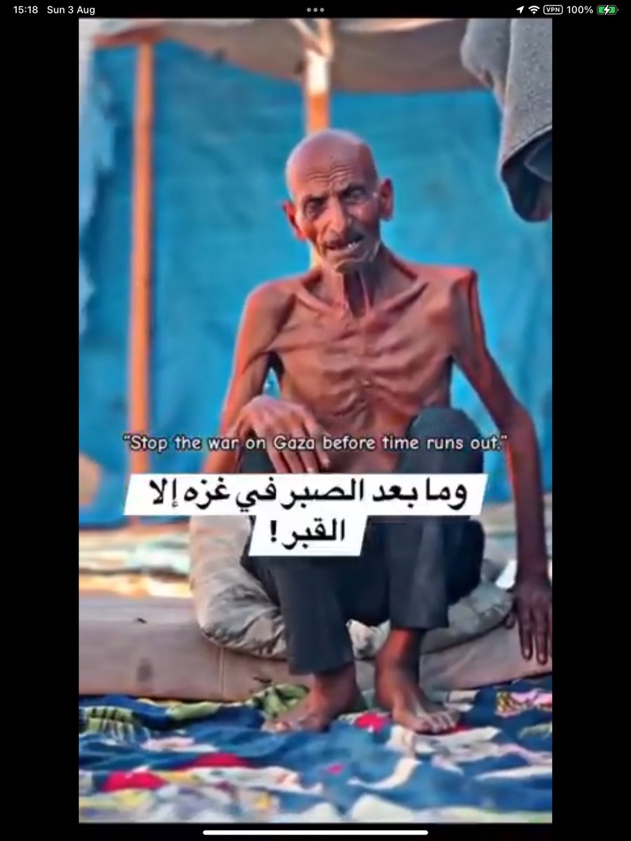HalaJaber's tweet photo. These images are a gut-punch in pixels. Salim Asfour, 85, skeletal, still surviving what no human should have to endure once, let alone repeatedly. From the Nakba to now, he’s witnessed every promise of “never again” twisted into again & again.

What kind of world lets a man survive catastrophe after catastrophe only to be starved in the final chapter of his life? They call this war, but it not. This  is cruelty on a loop & the clock is running out.

There is no strategic justification for letting people wither like this. Only moral failure. Monumental, willful, & historic.