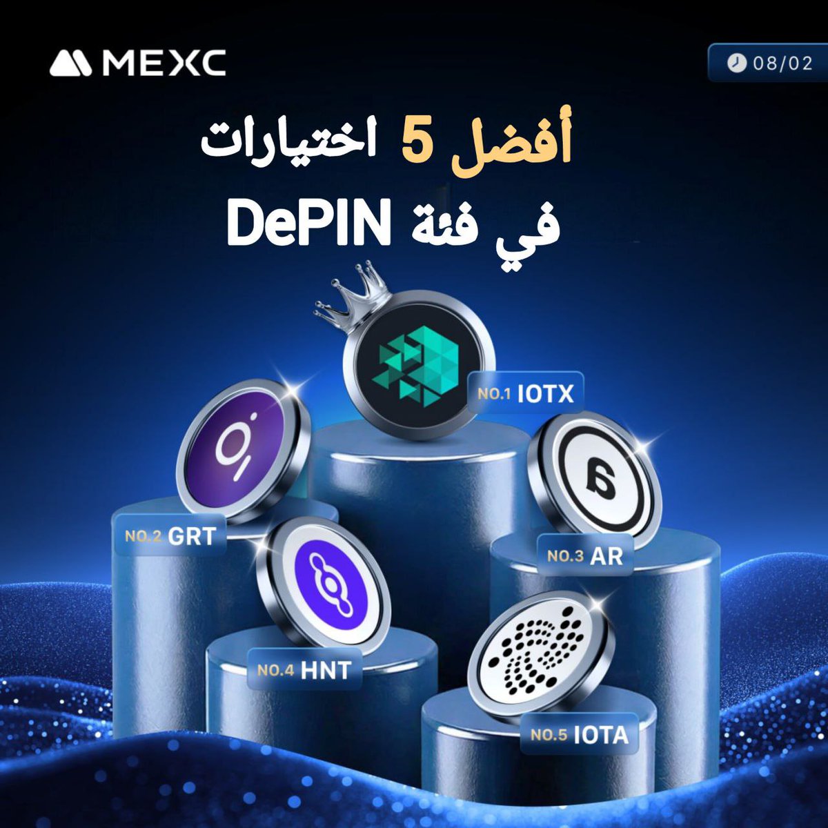 💥 أفضل 5 اختيارات في فئة DePIN! 📈

🚀 إن#MEXC تقدم لكم أضخم مشاريع DePIN:

🥇 IOTX/USDT
🥈 GRT/USDT
🥉 AR/USDT
🏅 HNT/USDT
🏅 IOTA/USDT

🔥 كن في الطليعة واستكشف أحدث وأقوى المشاريع المدرجة على MEXC!

💎 ابدأ رحلتك اليوم:mexc.com/ar-AE/markets?…

#مكسي #MEXC #DePIN #تداول