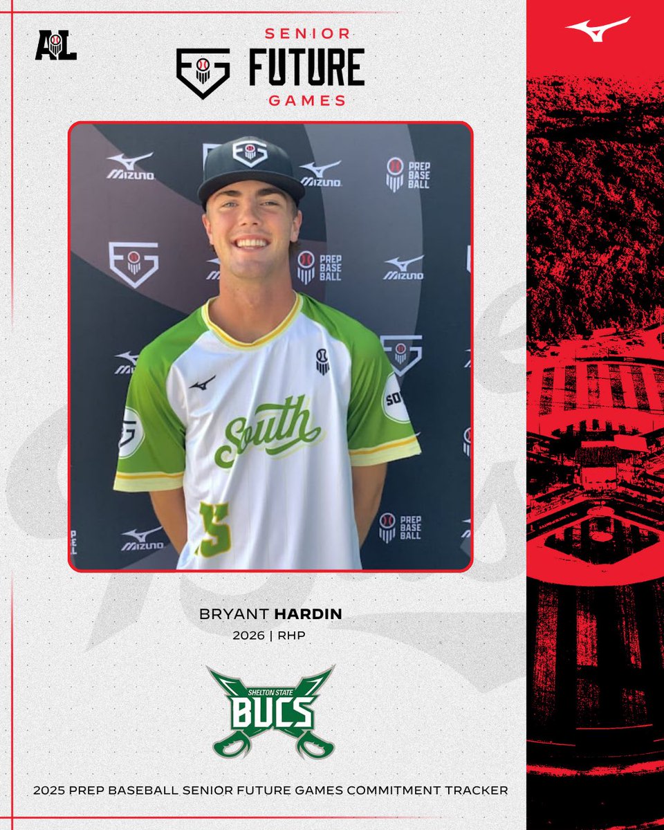 ‘26 RHP Bryant Hardin (@BryantH08; @MHSDvlBaseball) has committed to <a href="/SheltonStateBB/">Shelton State Baseball</a>.

Hardin is the 1st Alabama member from #TeamSouth to commit from the 2025 Senior Future Games.

📋 2026 BOARD: tinyurl.com/52s8t5n7
👤 PROFILE: tinyurl.com/3w9aus87