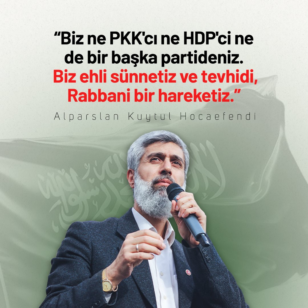 Biz ne PKK'cı ne HDP'ci ne de bir başka partideniz. Biz ehli sünnetiz ve tevhidi, Rabbani bir hareketiz.

AlparslanHocaya Alçakİftira