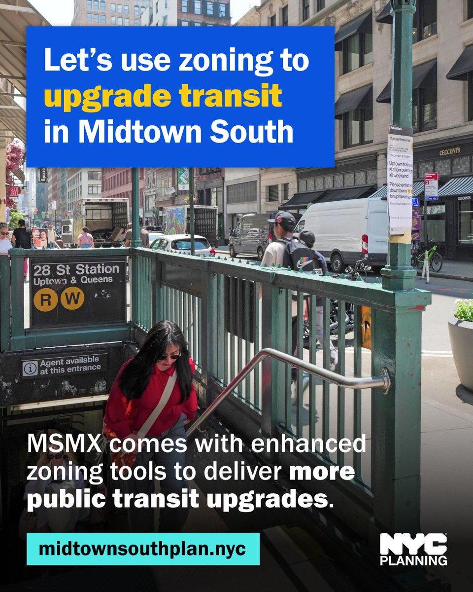 The Midtown South Mixed-Use Plan plan would enhance zoning tools so that new housing can fund transit accessibility improvements — at no cost to New Yorkers.

➡️ on.nyc.gov/4fddKmp
