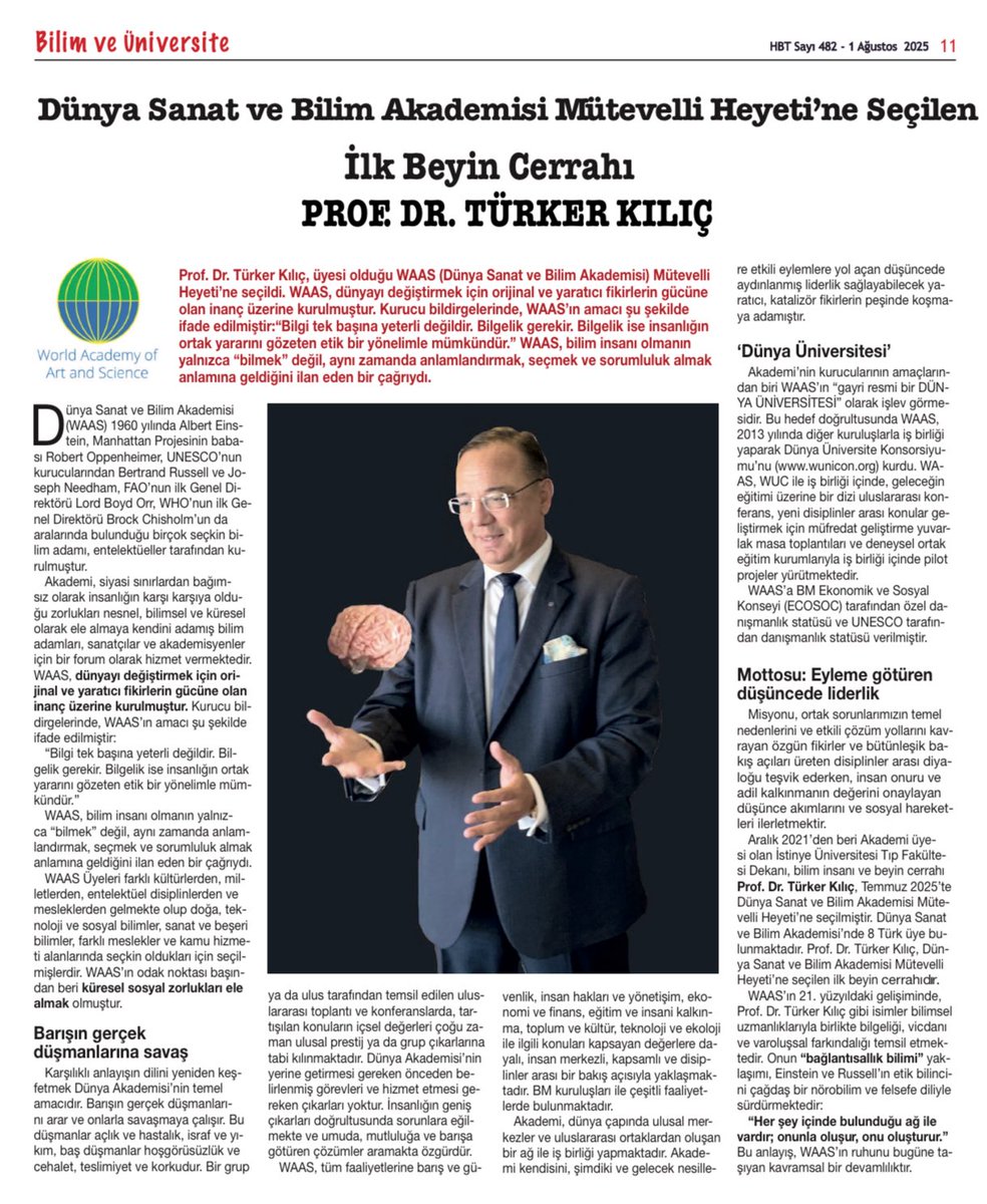 Herkese Bilim ve Teknoloji (<a href="/HBT_Dergi/">Herkese Bilim Teknoloji</a>) Dergimizde Dünya Sanat Bilim Akademisi (<a href="/_WAAS_/">World Academy of Art and Science</a> )ve Mütevelli Heyetine seçilmem haberi yer aldı.