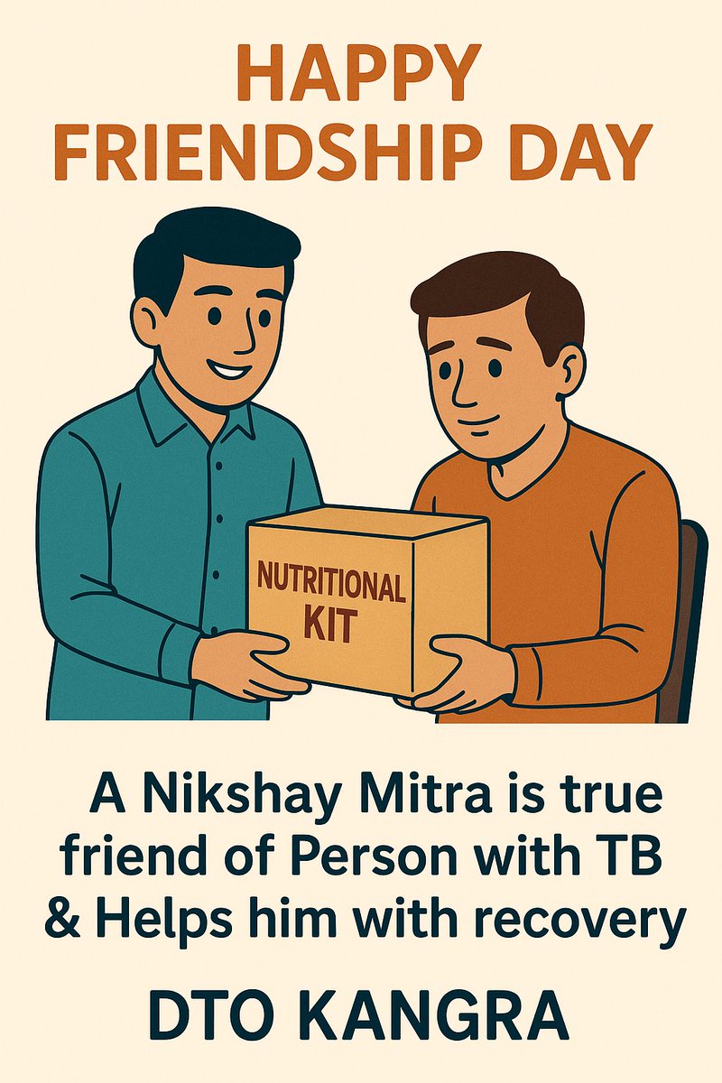 TB Mukt Bharat | Kangra Himachal (India) (@dtohpkgr) on Twitter photo ⚡Solidarity w fellow citizen on #HappyFriendshipDay
Boost morale- help early recovery 2 Good health
#NikshayMitra is friend indeed
⚡Join Caravan for #TBMuktBharat like many others & set Positive Example
💫 Register:
communitysupport.nikshay.in
Or
📞 1800 11 6666
#EndTB <a href="/drrksood/">Dr Rajesh Sood Epidemiologist | TB Mukt Bharat</a> ⚡Solidarity w fellow citizen on #HappyFriendshipDay
Boost morale- help early recovery 2 Good health
#NikshayMitra is friend indeed
⚡Join Caravan for #TBMuktBharat like many others & set Positive Example
💫 Register:
communitysupport.nikshay.in
Or
📞 1800 11 6666
#EndTB <a href="/drrksood/">Dr Rajesh Sood Epidemiologist | TB Mukt Bharat</a>