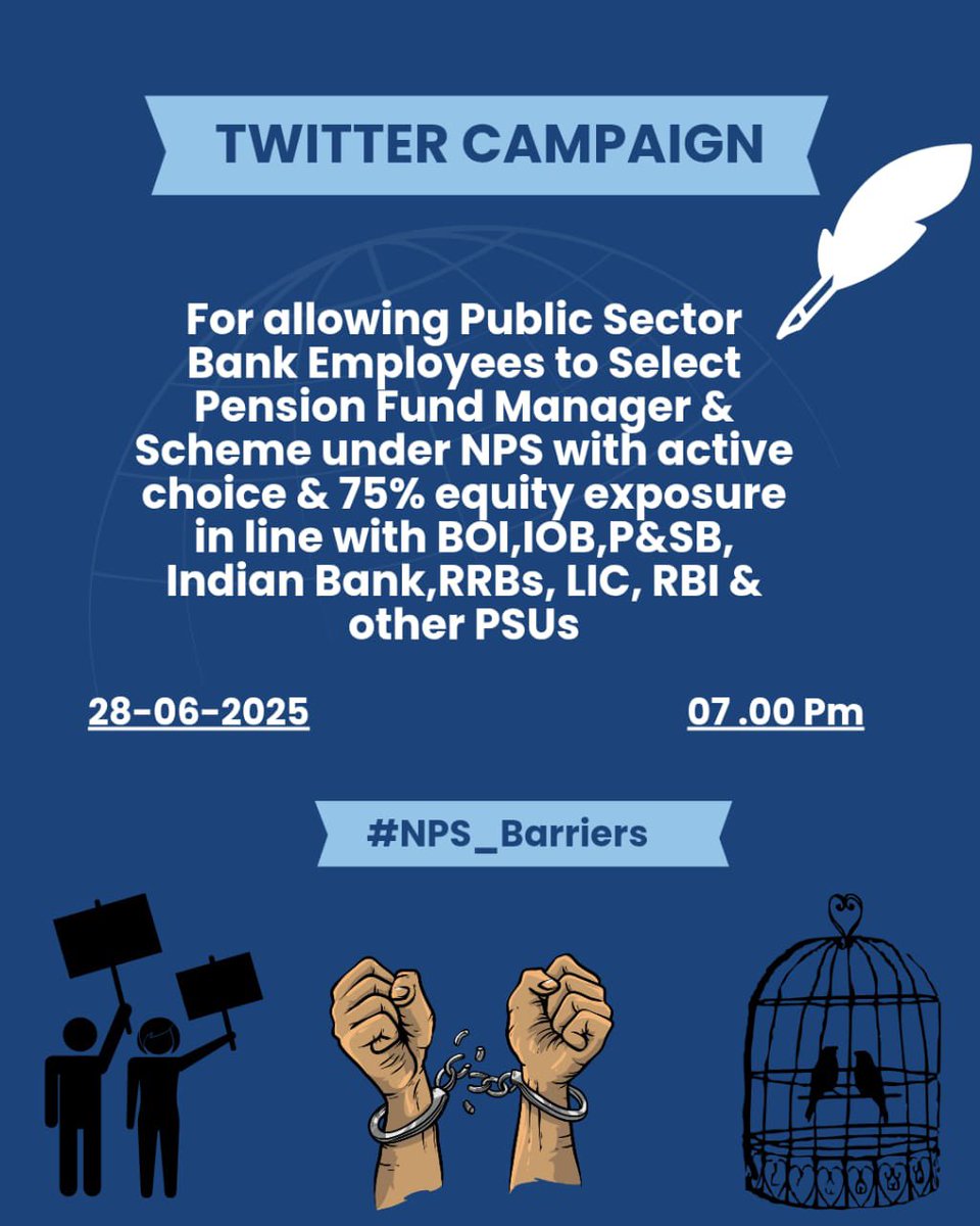 All PSB employees deserve the same NPS rights as Bank of Maharashtra, Bank of India, and Indian Overseas Bank employees — active choice of Pension Fund Manager, 75% equity exposure, and freedom to plan retirement as per their needs. End the bias now.
#LetitB4All_NPS
