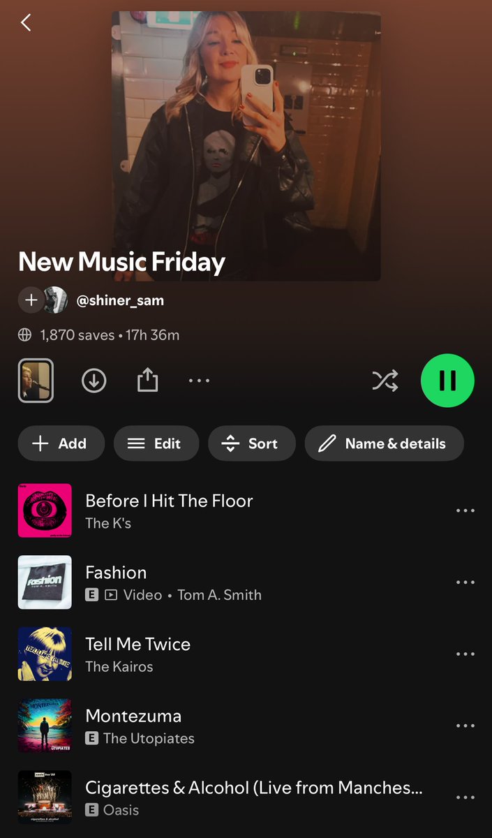 shiner_sam (@shiner_sam) on Twitter photo Nearly 300 new tunes on this week’s playlist so I’m not gonna tag everyone, but please do get it on shuffle and give it a share ✌🏻🎶
One of the best playlists of the year so far 🤩
Feat to name a few <a href="/TheKsUK/">THE K'S</a> <a href="/tomasmithmusic/">TOM A SMITH</a> <a href="/TheKairos1/">The Kairos</a> <a href="/TheUtopiates/">The Utopiates</a>
open.spotify.com/playlist/0q1QA… Nearly 300 new tunes on this week’s playlist so I’m not gonna tag everyone, but please do get it on shuffle and give it a share ✌🏻🎶
One of the best playlists of the year so far 🤩
Feat to name a few <a href="/TheKsUK/">THE K'S</a> <a href="/tomasmithmusic/">TOM A SMITH</a> <a href="/TheKairos1/">The Kairos</a> <a href="/TheUtopiates/">The Utopiates</a>
open.spotify.com/playlist/0q1QA…