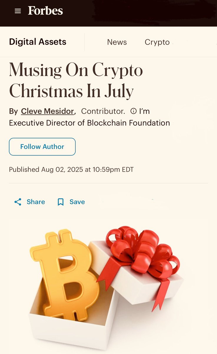 July was a spectacular month for Web3 &amp; DeFi. My latest <a href="/ForbesCrypto/">Forbes Crypto</a> article provides a fun synopsis with a holiday twist. Check it out for a breakdown of regulatory milestones at White House, <a href="/SECGov/">U.S. Securities and Exchange Commission</a> <a href="/USOCC/">OCC</a> &amp; pivotal crypto market trends &amp; cheer.

Read:
forbes.com/sites/digital-…