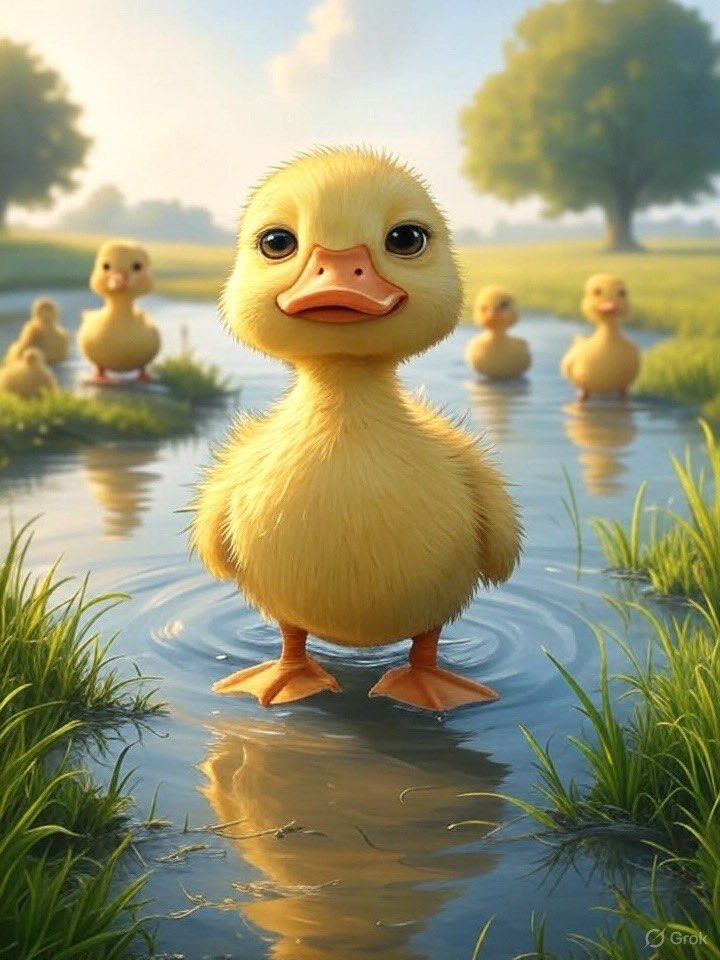 bobo6125's tweet photo. But the farm animals were not kind. “He’s too big! He’s too ugly!” they said. Even the other ducklings teased him.

So the poor duckling ran away. He wandered through the fields and forests. He was cold and alone.

Winter came, and he nearly froze in the snow. https://t.co/Yyx9FcGsDc