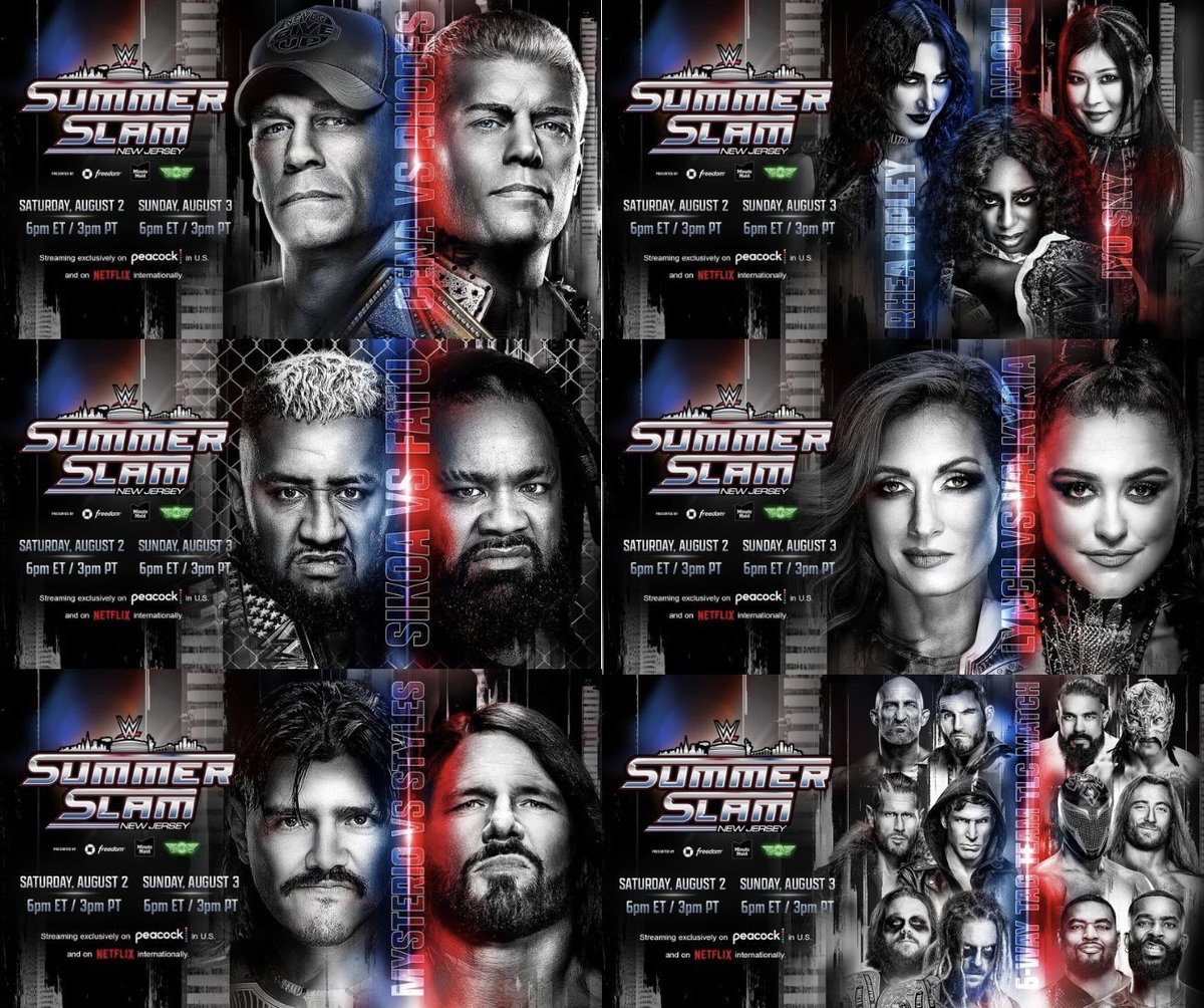 #SummerSlam   Night 2 predictions.

- Naomi retains.
- Jacob Fatu is the new United States Champion.
- Lyra is the new Women’s Intercontinental Champion.
- AJ Styles is the new Intercontinental Champion. 
- The Wyatt Sicks retain. (Forgot to include this one.)
- Cody Rhodes is