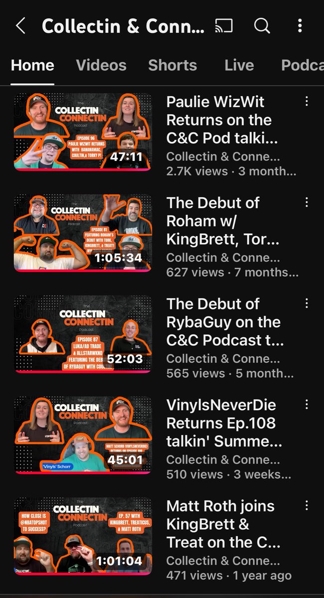 Collectin & Connectin (@collctn_connctn) on Twitter photo 📍Top 5 Most Popular C&C Pod Episodes list has been Updated! (By views)
1. <a href="/PaulieWizWit/">Paulie Campione</a>
2. <a href="/roham/">roham+</a>
3. <a href="/rybaguynft/">rybaguynba</a>
4. <a href="/vinylsneverdie/">Matt (Vinyls)</a>
5. <a href="/KingsofCardio/">Matt Roth</a>
🤝 Please subscribe to not miss the next one - youtube.com/@collectinandc… 📍Top 5 Most Popular C&C Pod Episodes list has been Updated! (By views)
1. <a href="/PaulieWizWit/">Paulie Campione</a>
2. <a href="/roham/">roham+</a>
3. <a href="/rybaguynft/">rybaguynba</a>
4. <a href="/vinylsneverdie/">Matt (Vinyls)</a>
5. <a href="/KingsofCardio/">Matt Roth</a>
🤝 Please subscribe to not miss the next one - youtube.com/@collectinandc…