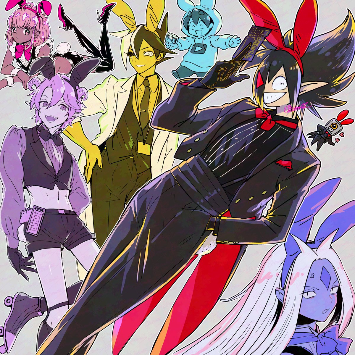 svz_eliza's tweet photo. バニーの日ド遅刻だったんですが結構真面目に絵を描いてしまったんで見てください　露出タイプの男バニーのセンスなさすぎるので概ね服を着てもらった感 https://t.co/WPGyCboHiK