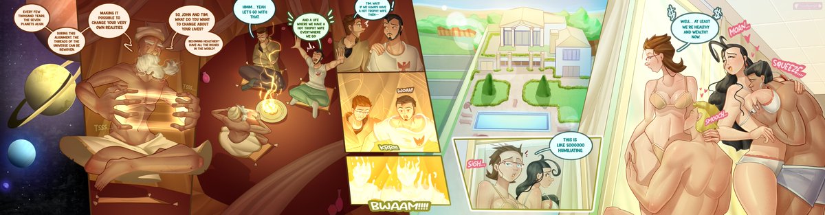 "John and Tim have paid a huge amount of money for this once-in-a-lifetime opportunity to change their lives with the help of a shaman's magic. They accidentally wished for a life with trophy wives, where they ARE the trophy wives <3"