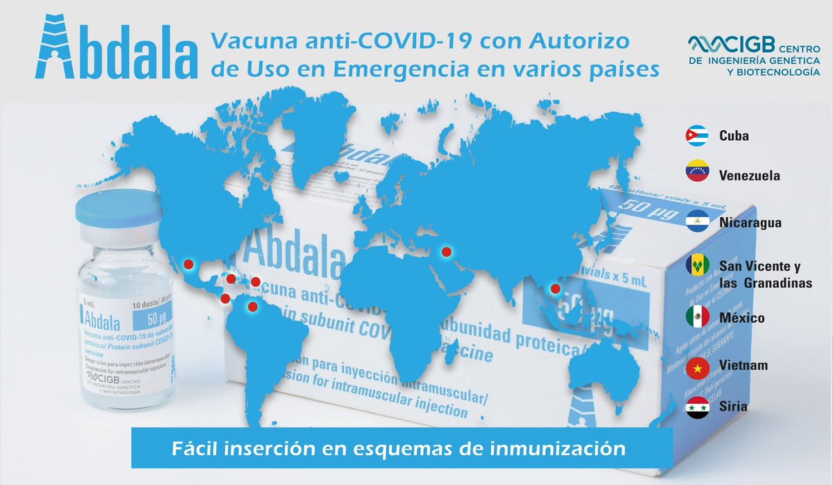 La vacuna cubana Abdala con 40 millones de dosis aplicadas ha demostrado ser segura y efectiva contra la COVID. Allá los yanquis y su bloqueo y sus mentiras, Cuba sigue pa'lante. #CubaPorLaVida