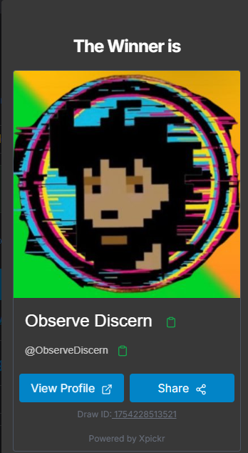 Congrats <a href="/ObserveDiscern/">Observe Discern</a> you won Mojo Friend 🔥🔥 DM me your chia addy 
Draw ID: 1754228513521-xpickr

x.com/digitalglownft…
