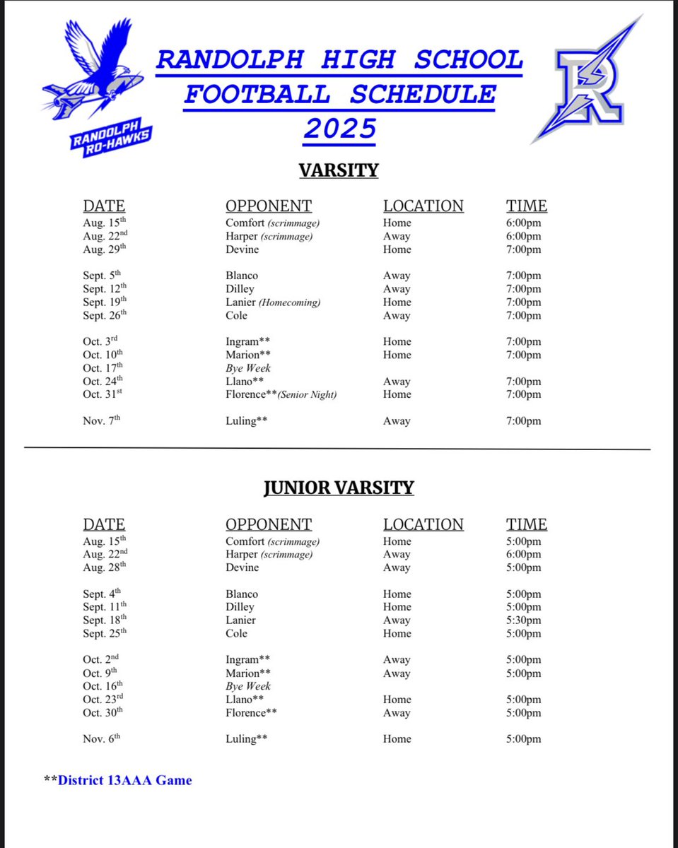 College Coaches, if you’re in the area come out and watch some great athletes, and great football!