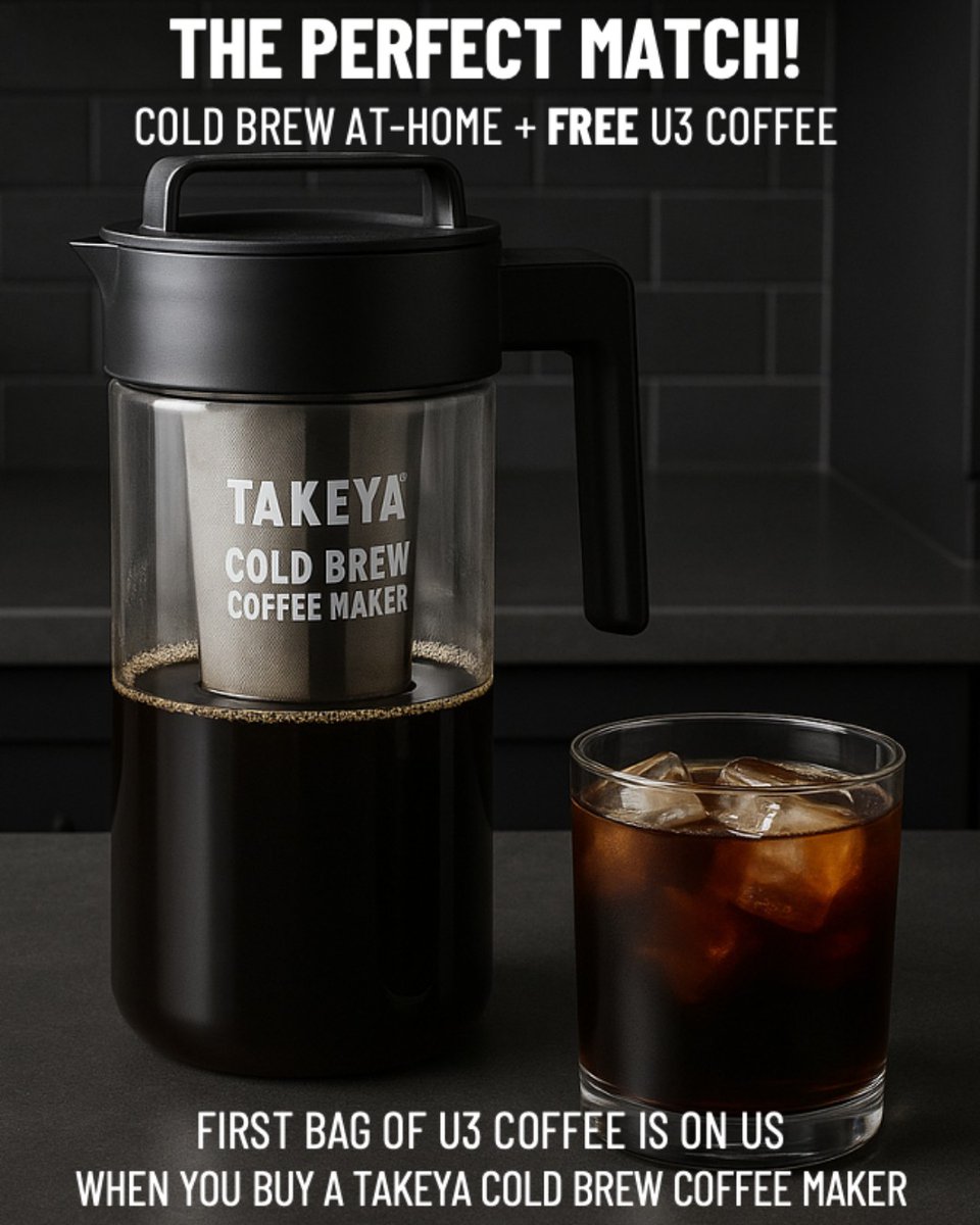 ☀️ Beat the heat with perfect cold brew at-home!

Buy a Takeya Cold Brew Maker &amp; get a FREE 4oz bag of U3 Coffee (ground perfectly for cold brew). Offer valid for in-cafe purchases only. Grab yours today!

#u3coffee #coldbrew #takeya #forestpark
